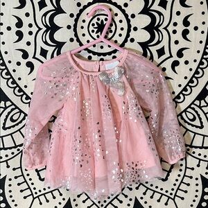Pink Glittery Hearts Kids Formal Dress